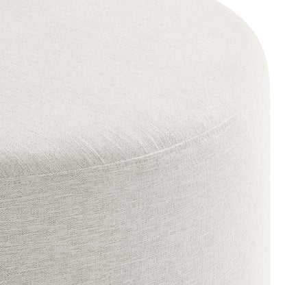 Callum Large 29" Round Woven Heathered Fabric Upholstered Ottoman