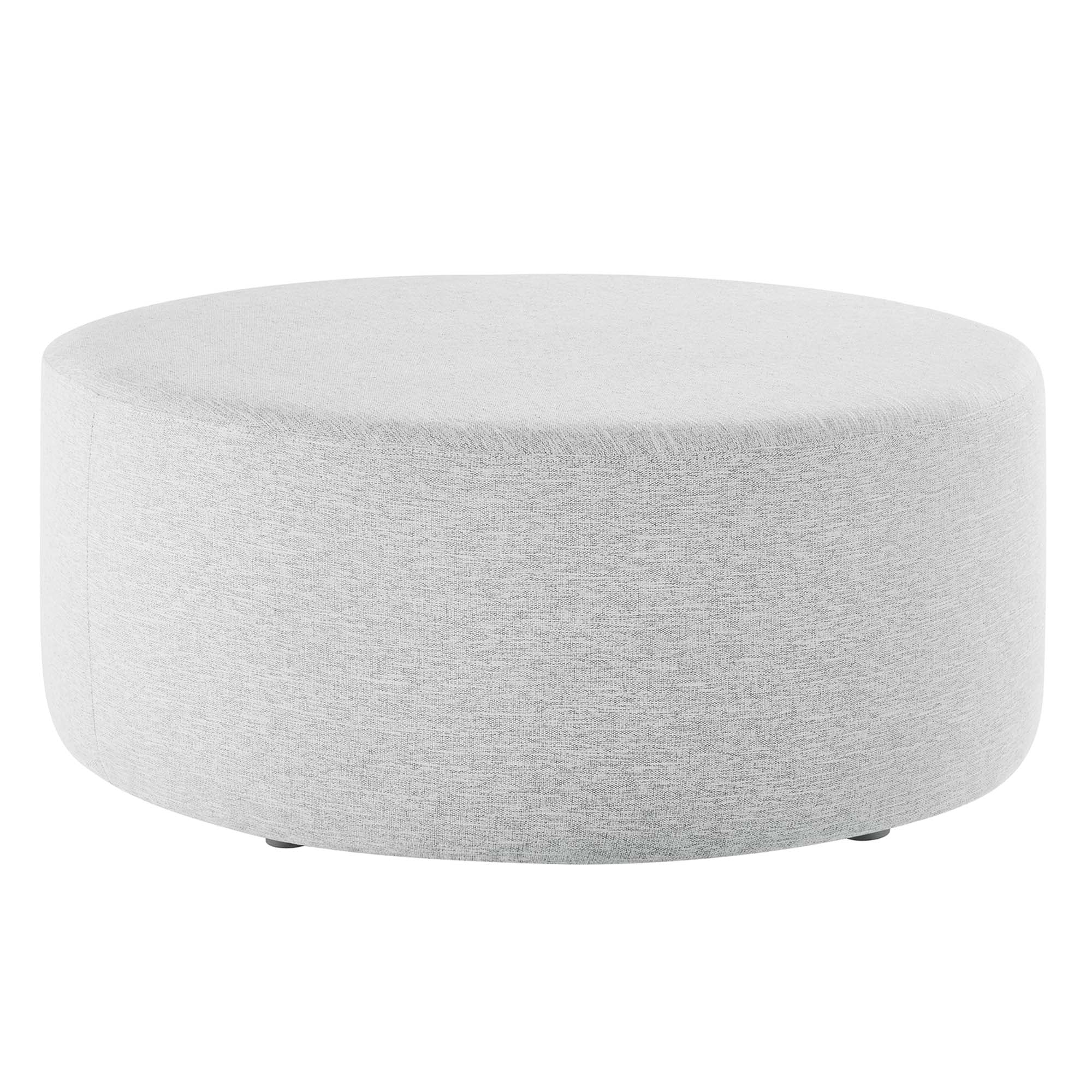 Callum Large 38" Round Woven Heathered Fabric Upholstered Ottoman