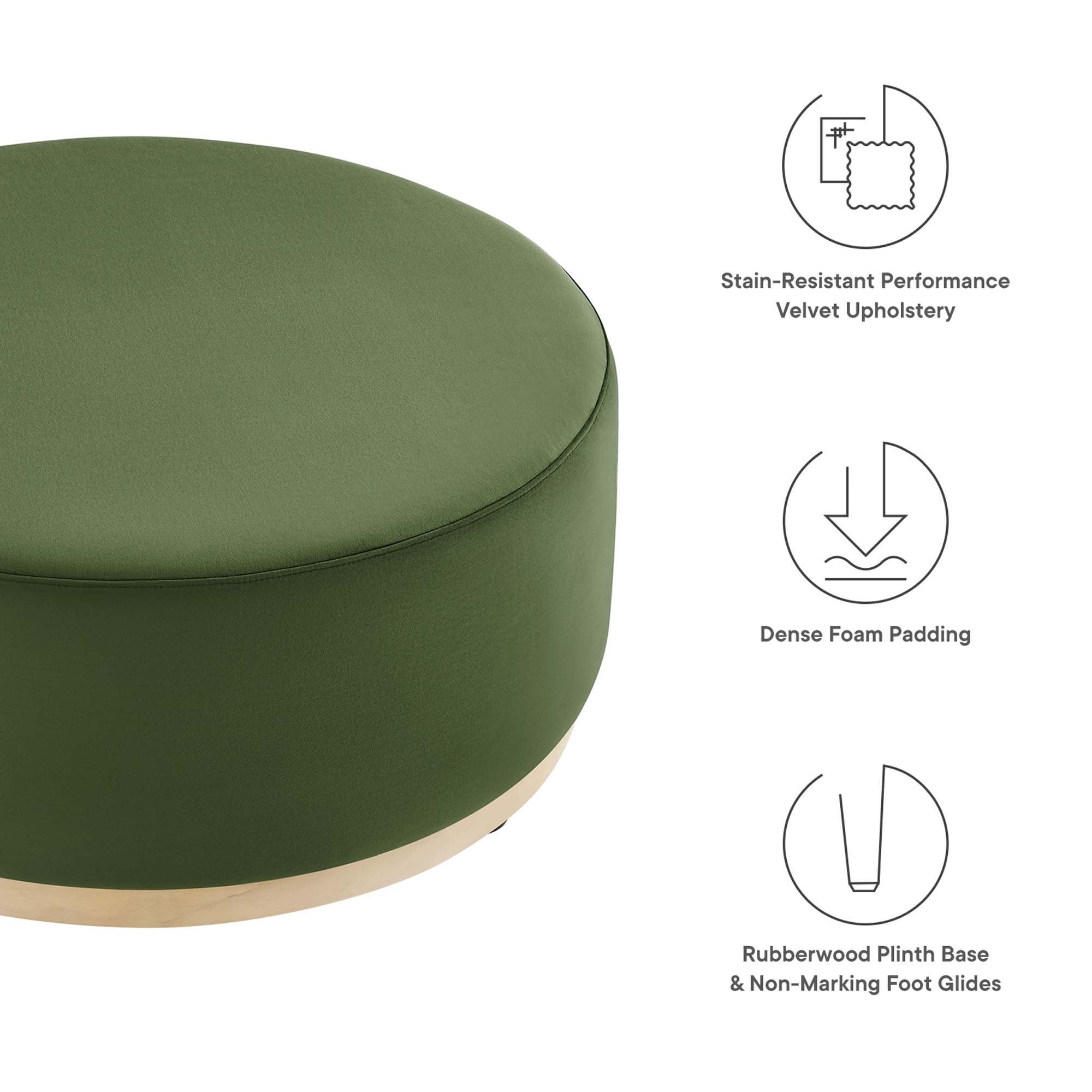 Tilden Large 38" Round Performance Velvet Upholstered Ottoman