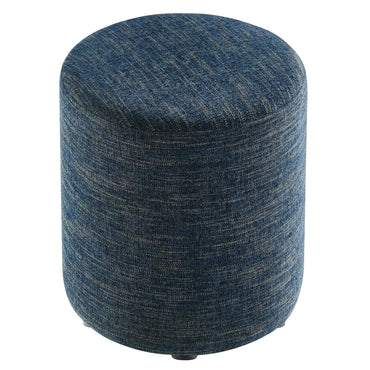 Kalle 16" Round Woven Heathered Fabric Upholstered Ottoman