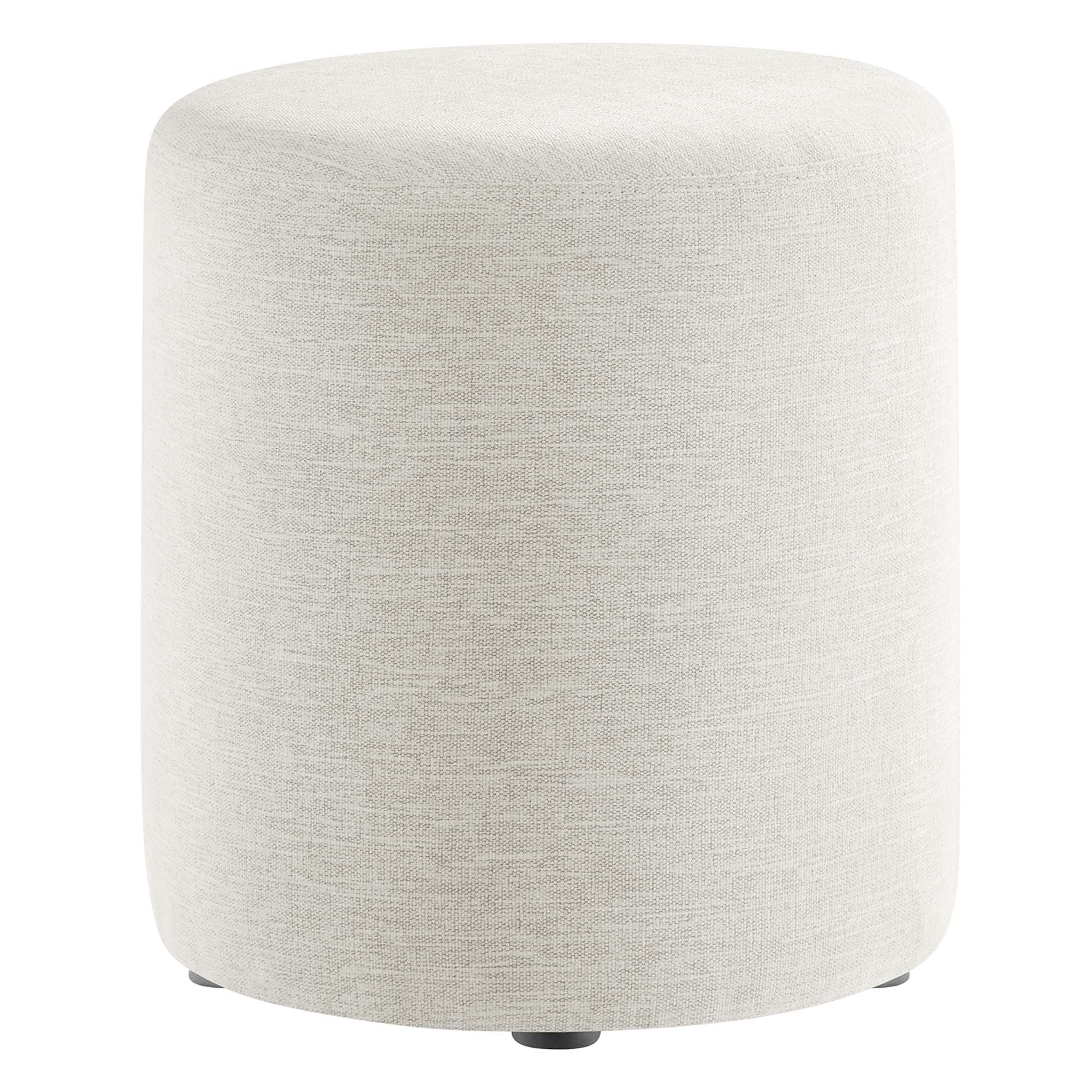 Callum 16" Round Woven Heathered Fabric Upholstered Ottoman