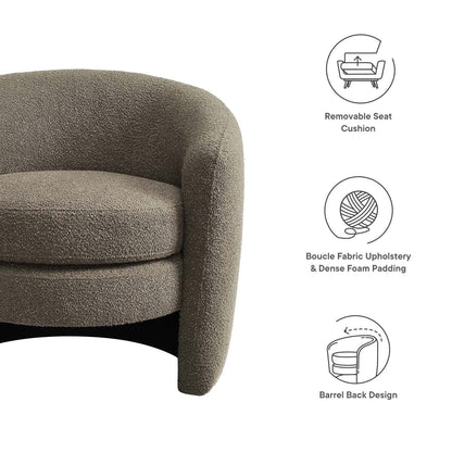 Affinity Upholstered Boucle Fabric Curved Back Armchair