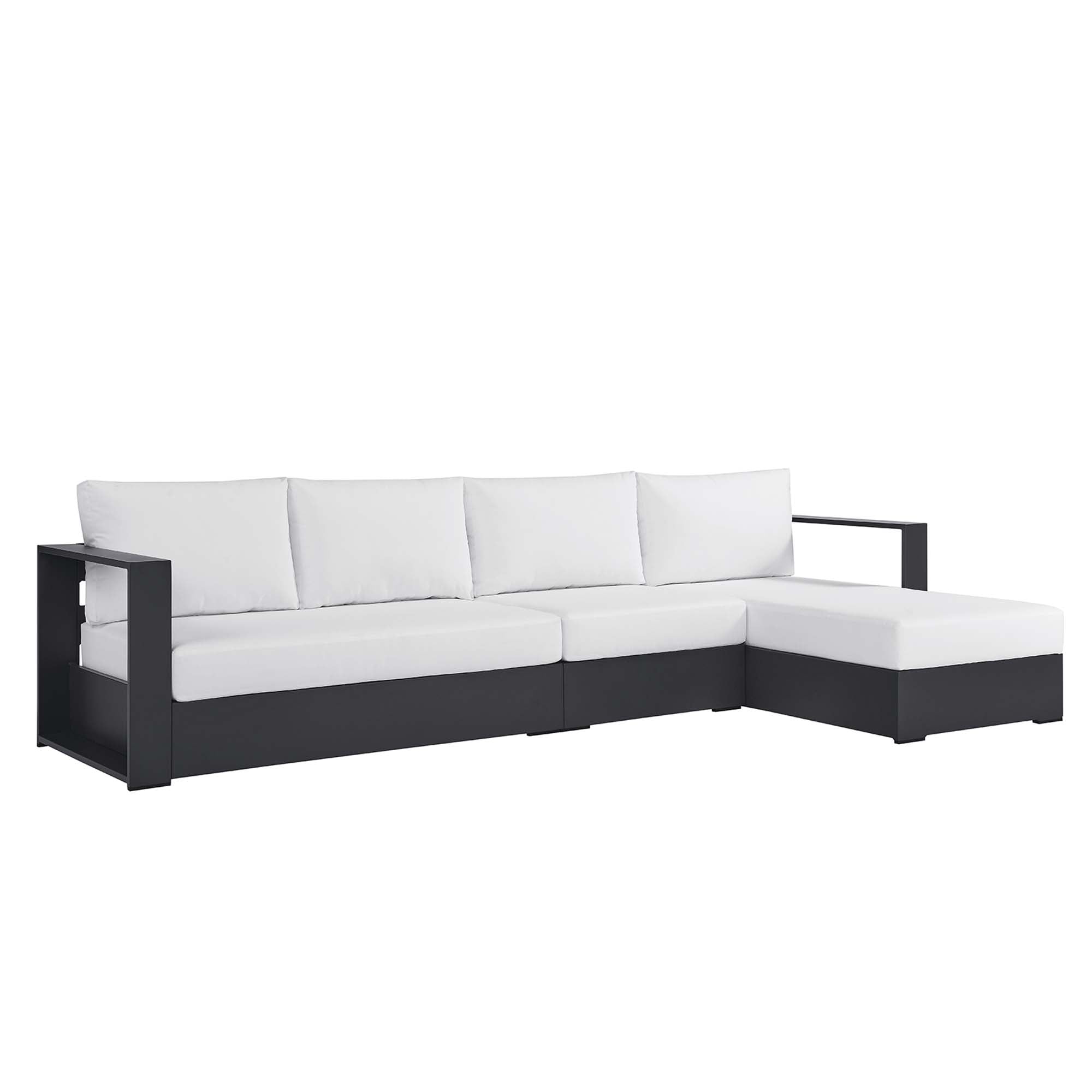 Tahoe Outdoor Patio Powder-Coated Aluminum 3-Piece Right-Facing Chaise Sectional Sofa Set