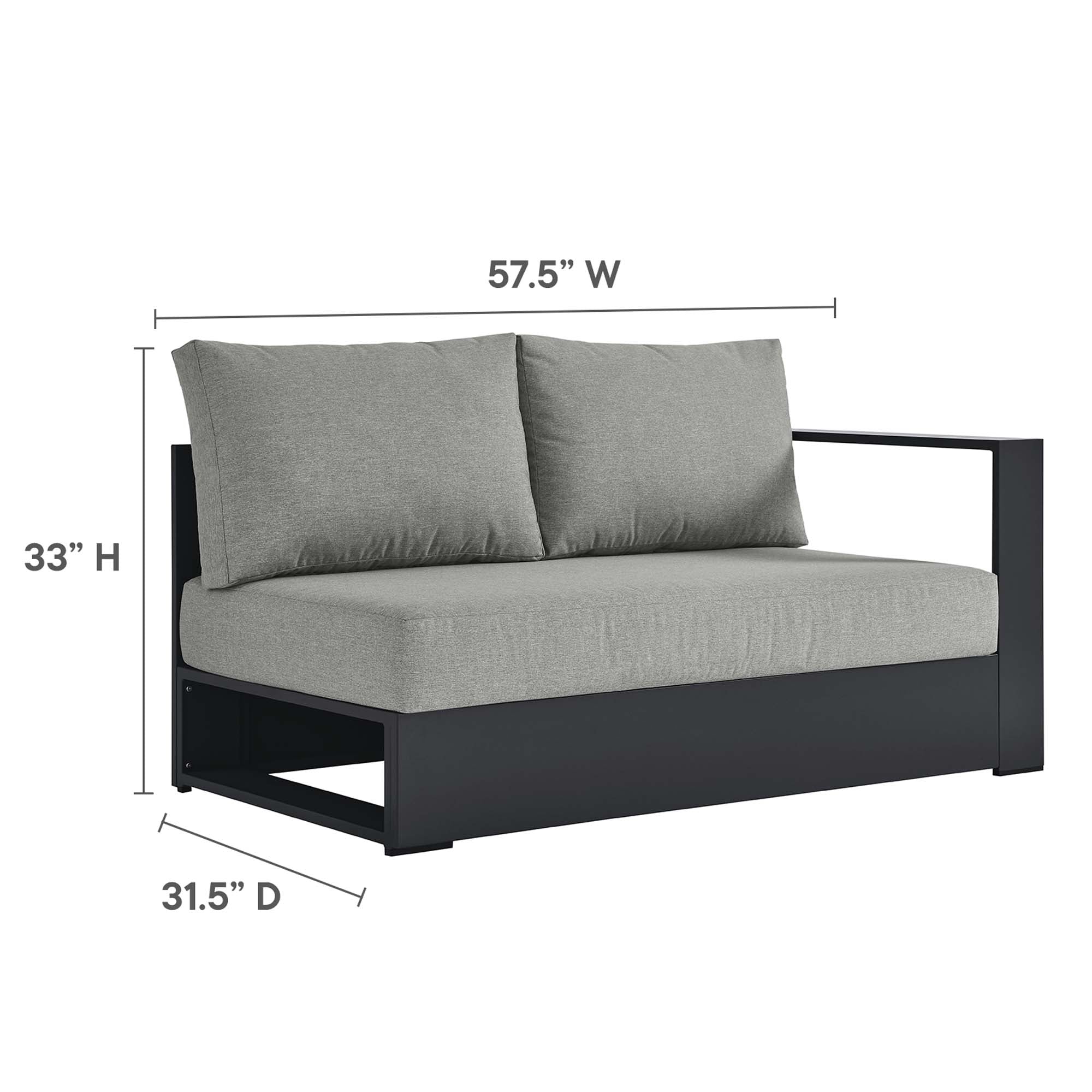 Tahoe Outdoor Patio Powder-Coated Aluminum 3-Piece Left-Facing Chaise Sectional Sofa Set