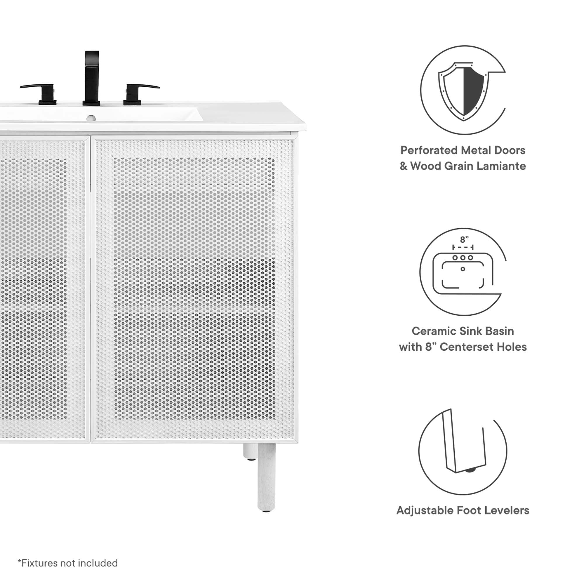 Calla 36" Perforated Metal Bathroom Vanity