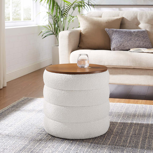 Cecily Boucle Fabric Storage Ottoman