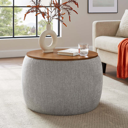 Perla Woven Heathered Fabric Upholstered Storage Ottoman