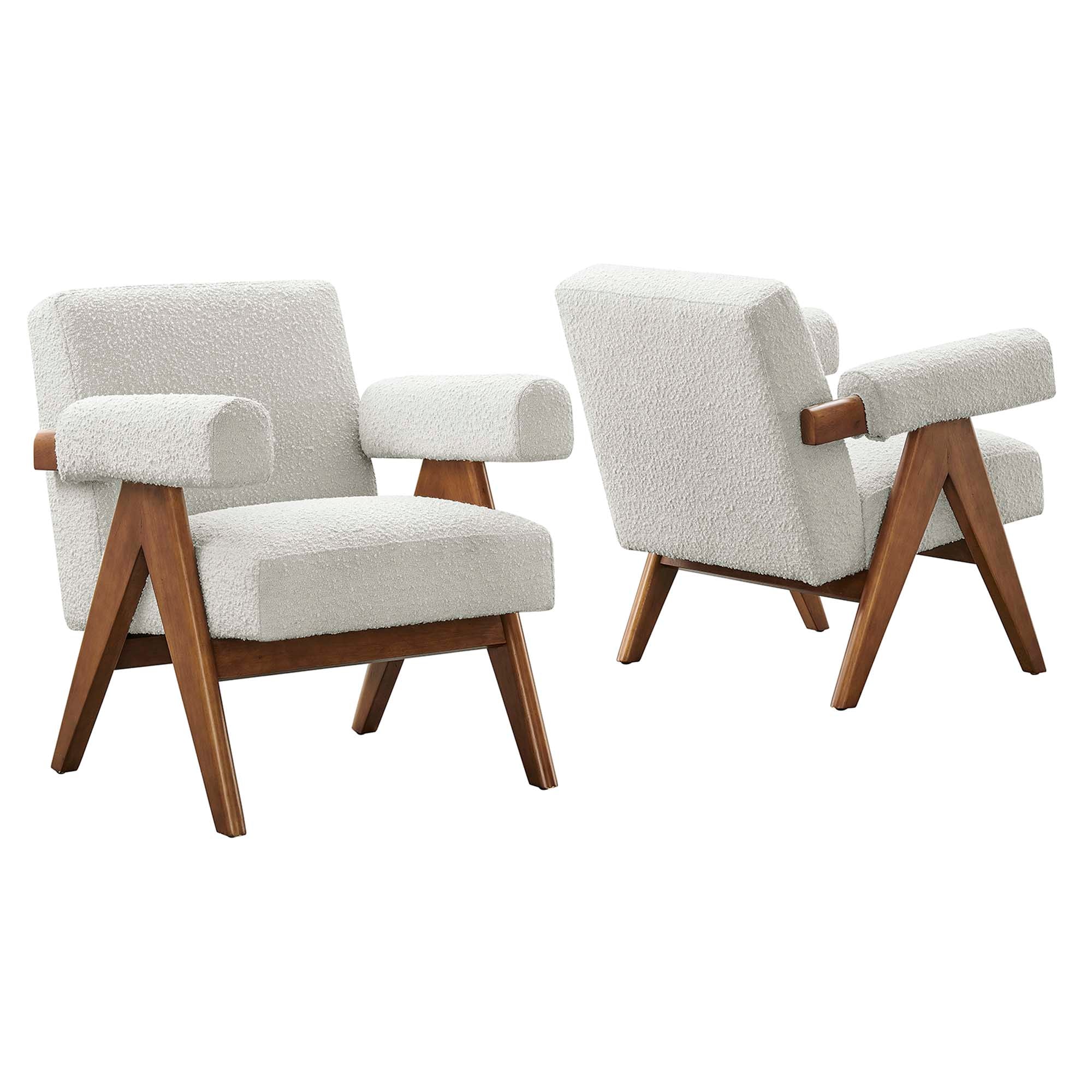 Lyra Boucle Fabric Armchair - Set of 2