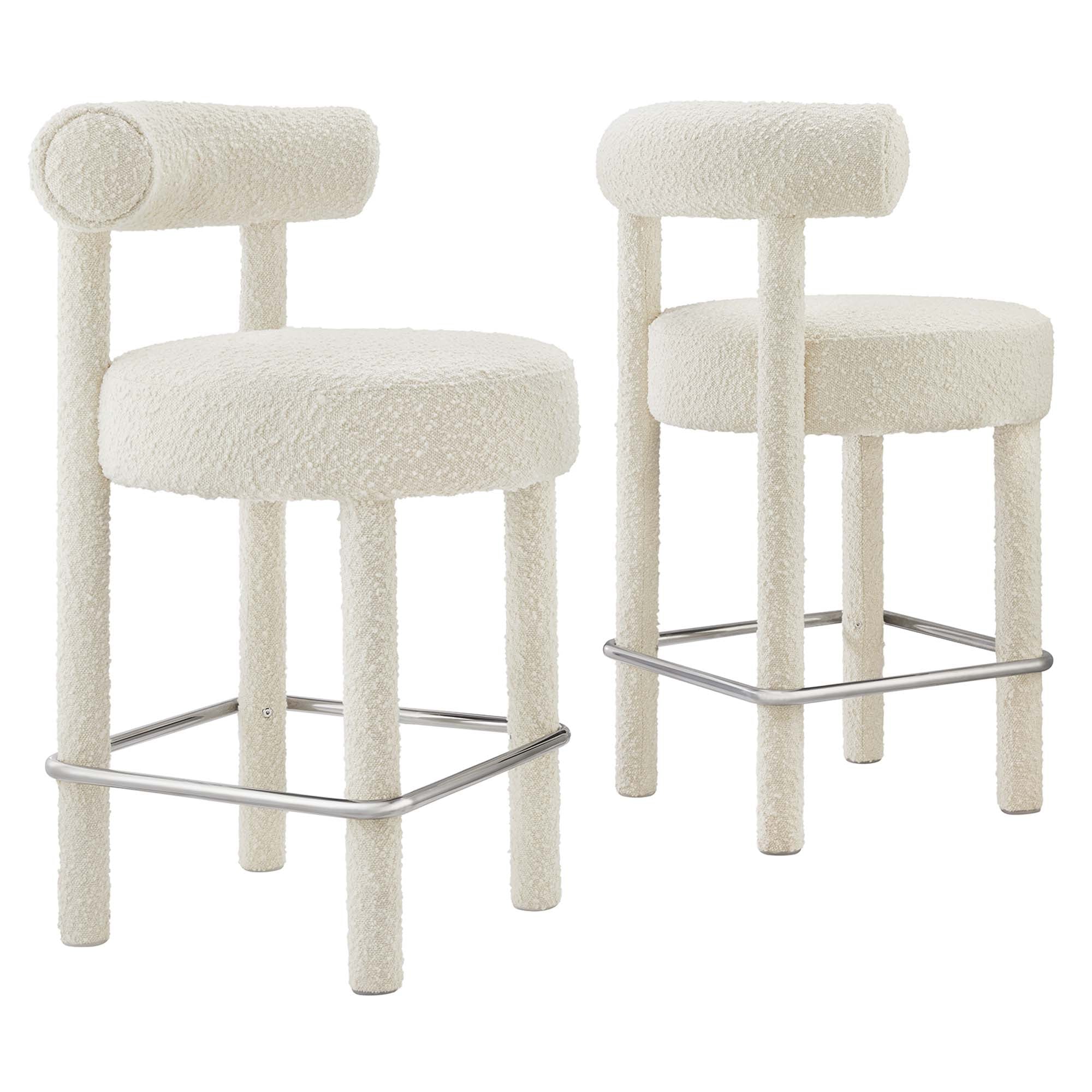 Toulouse Boucle Fabric Counter Stool - Set of 2