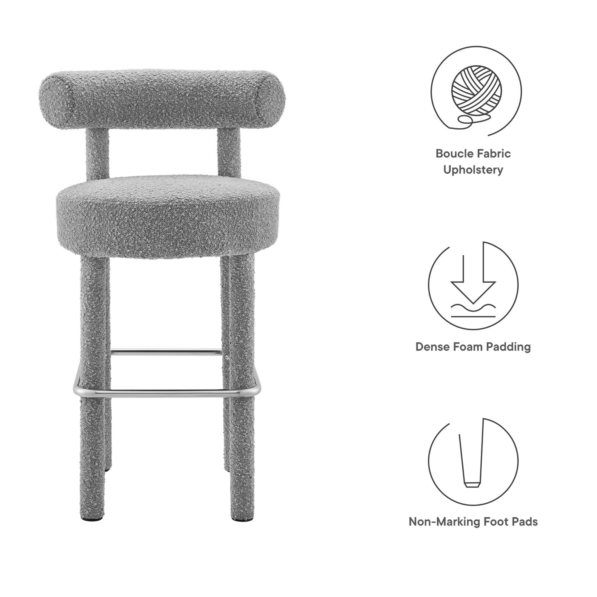 Toulouse Boucle Fabric Bar Stool - Set of 2