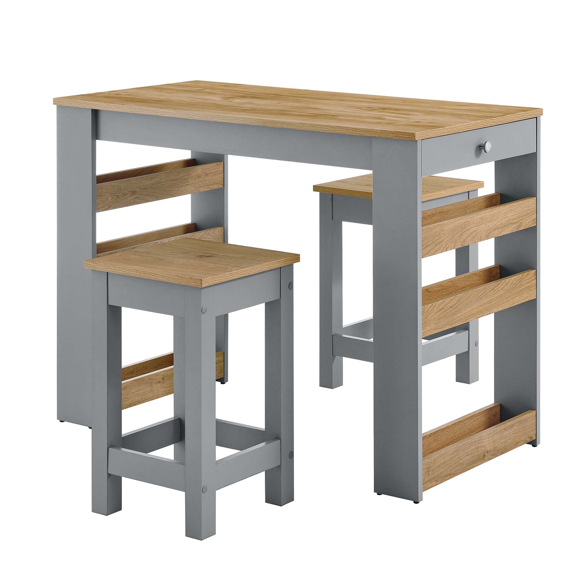 Galley 3-Piece Kitchen Island and Stool Set