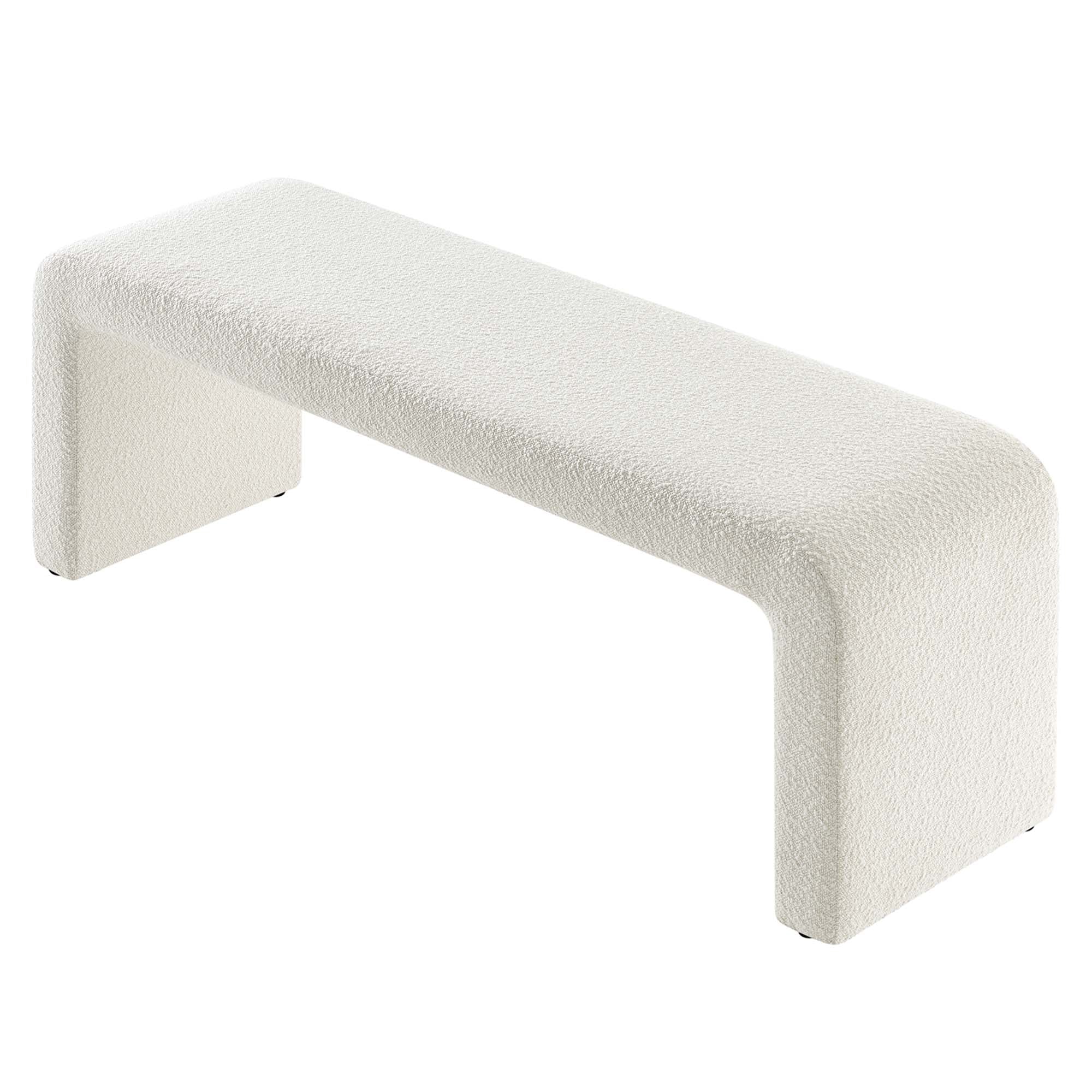 Simba Boucle Fabric Waterfall Long Bench