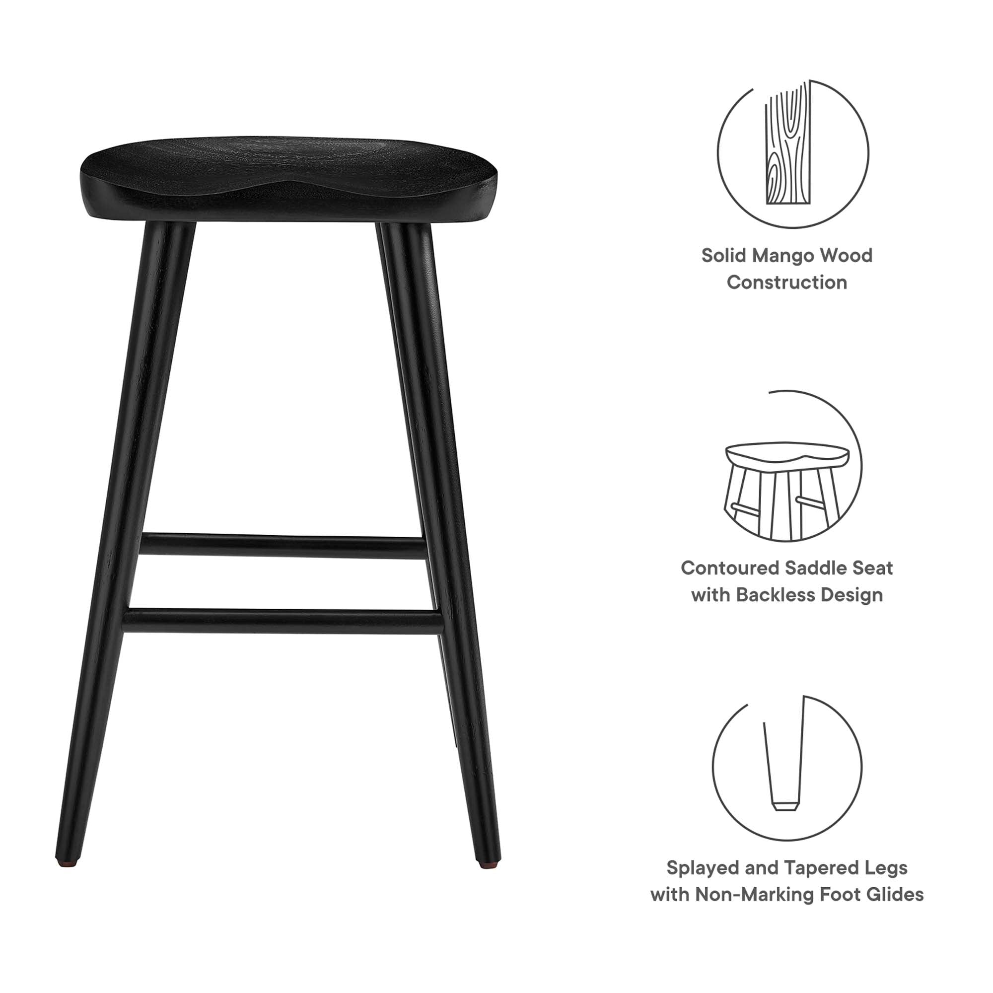 Saville Backless Wood Counter Stools - Set of 2