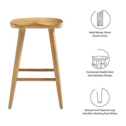 Stetson Backless Wood Counter Stools - Set of 2