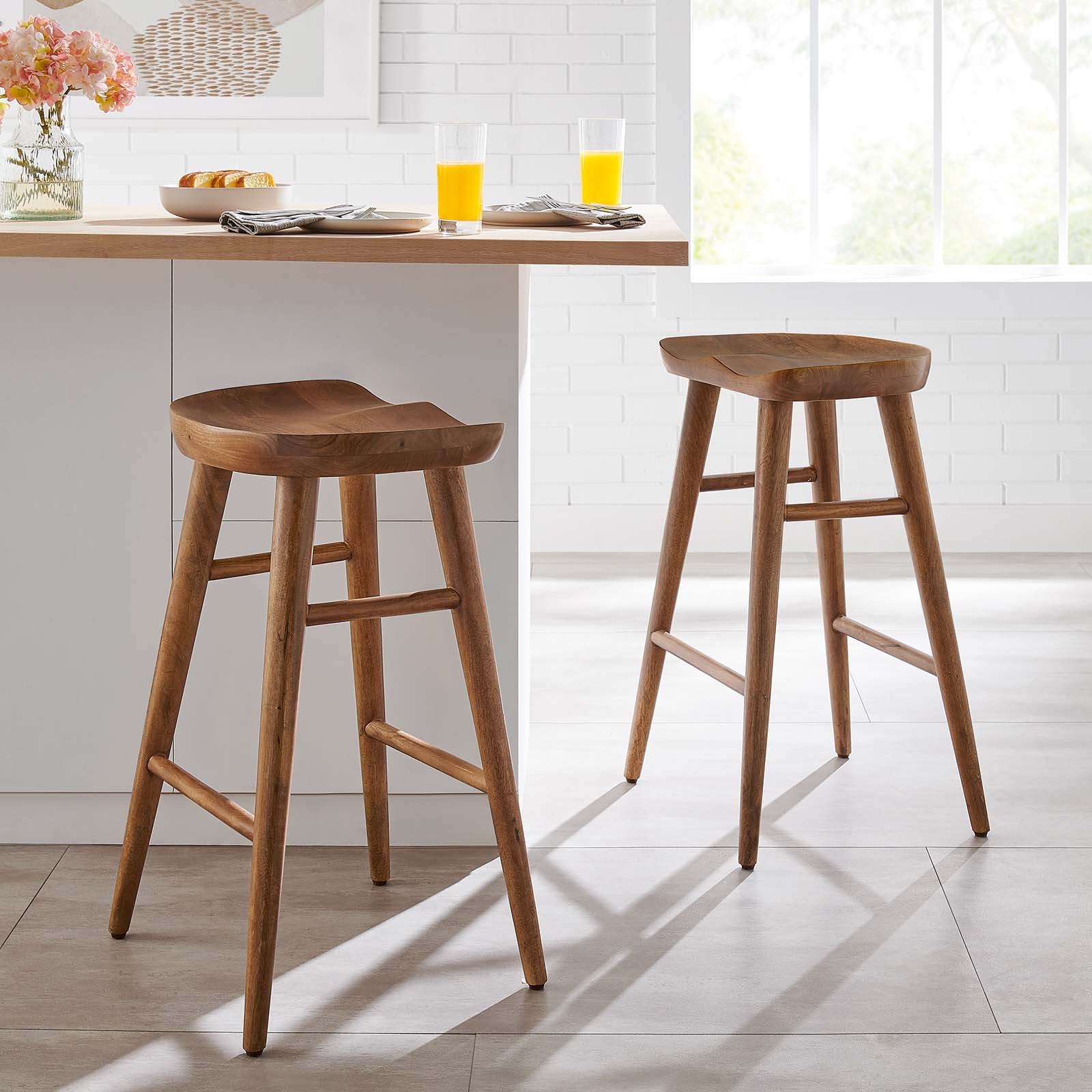 Stetson Backless Wood Counter Stools - Set of 2