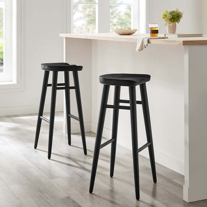 Stetson Backless Wood Bar Stools - Set of 2