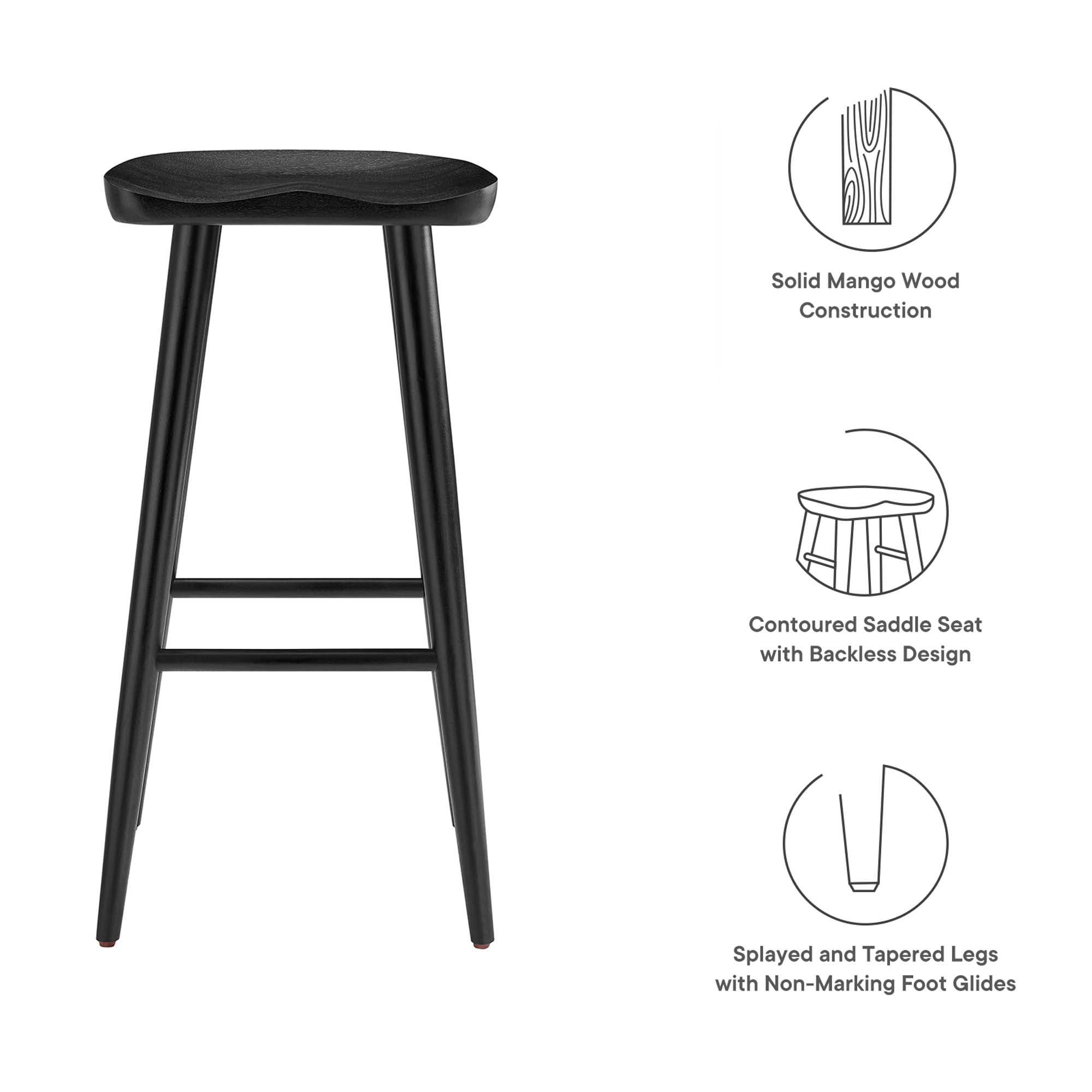 Saville Backless Wood Bar Stools - Set of 2