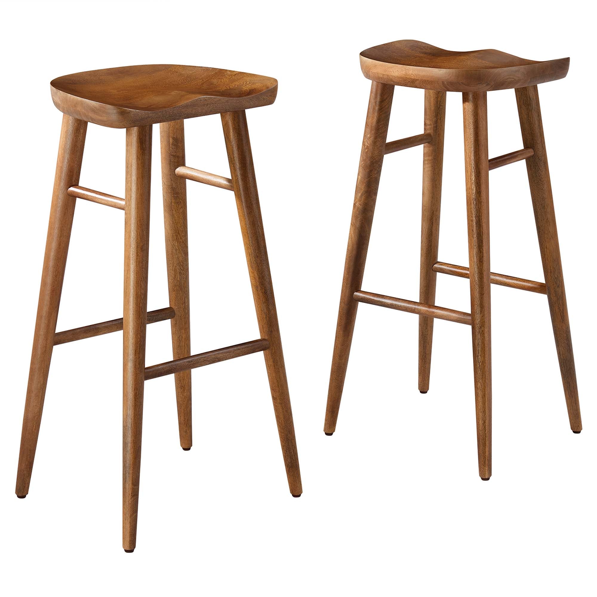 Saville Backless Wood Bar Stools - Set of 2