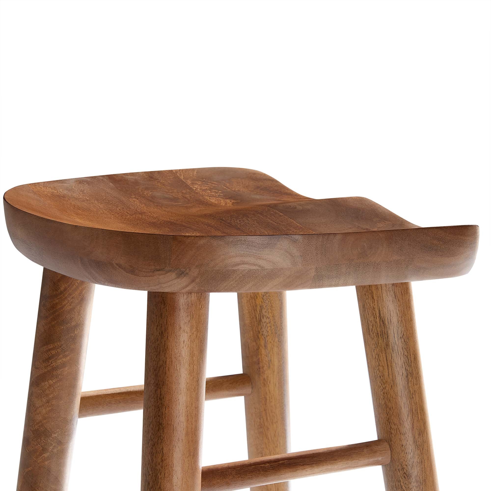 Saville Backless Wood Bar Stools - Set of 2