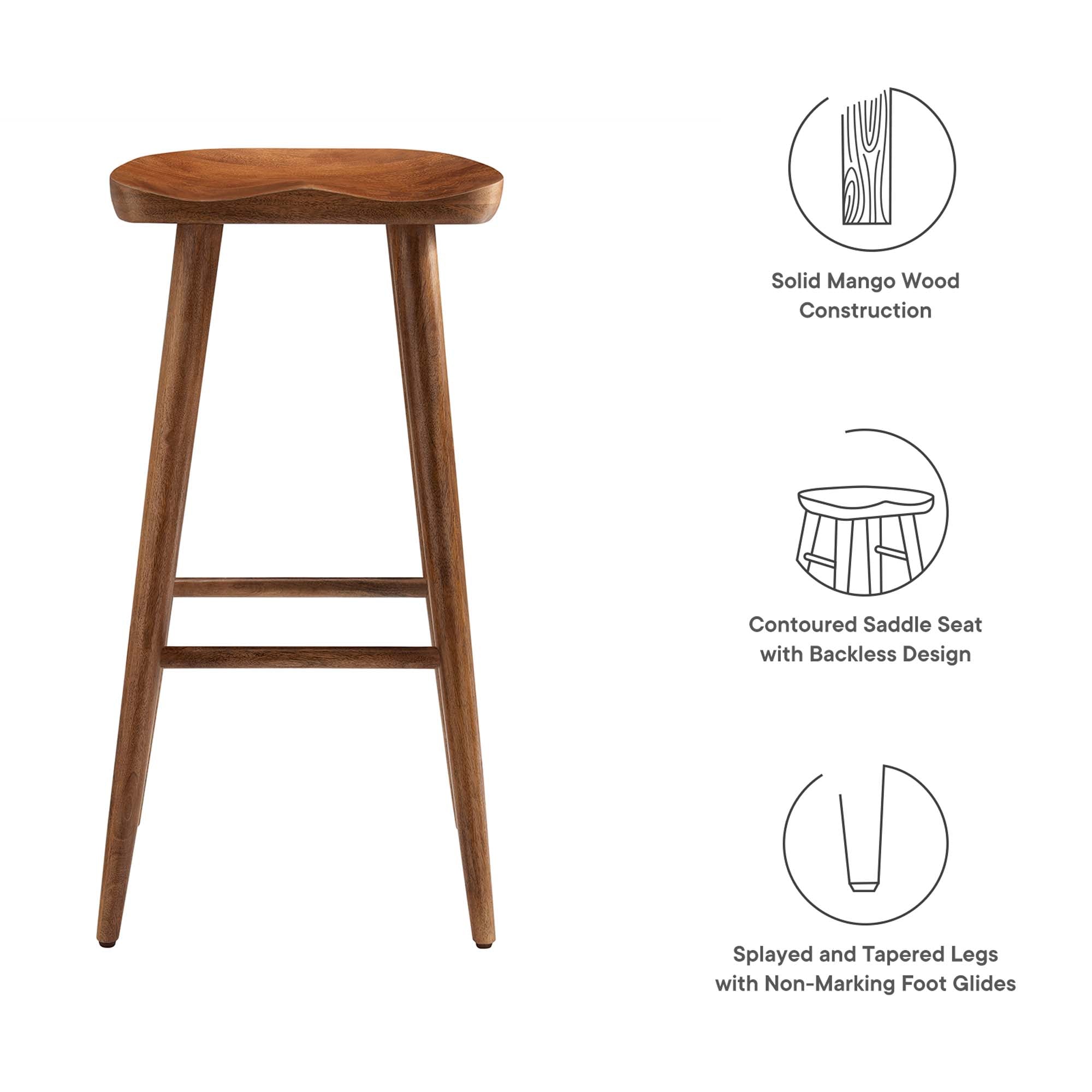 Saville Backless Wood Bar Stools - Set of 2