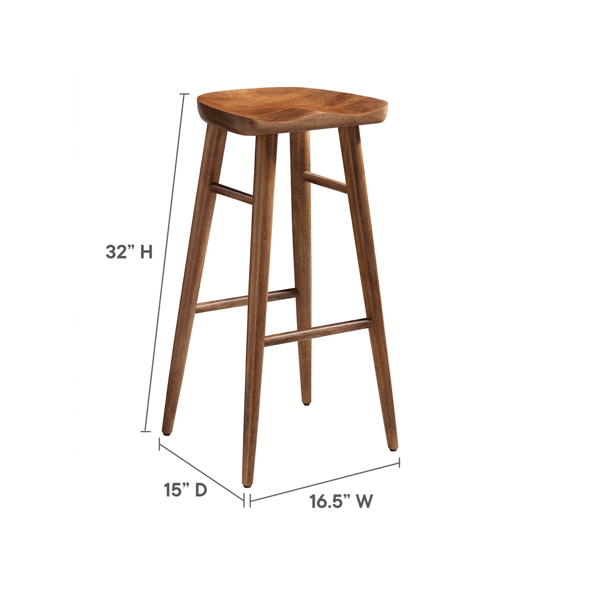 Saville Backless Wood Bar Stools - Set of 2