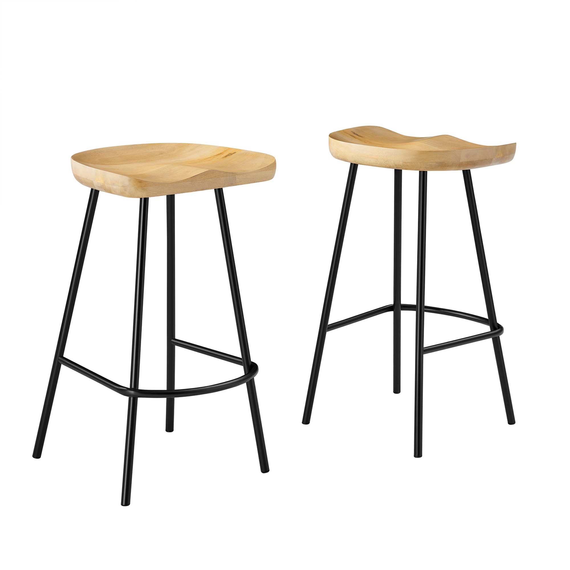 Concord Backless Wood Counter Stools - Set of 2