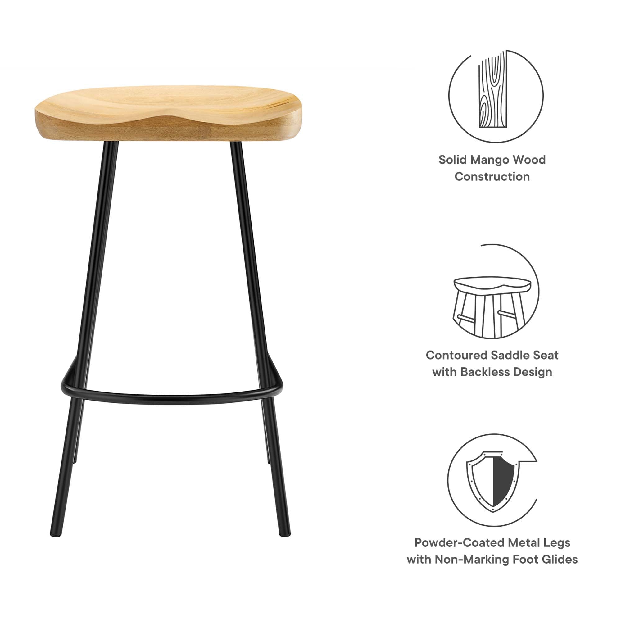 Concord Backless Wood Counter Stools - Set of 2