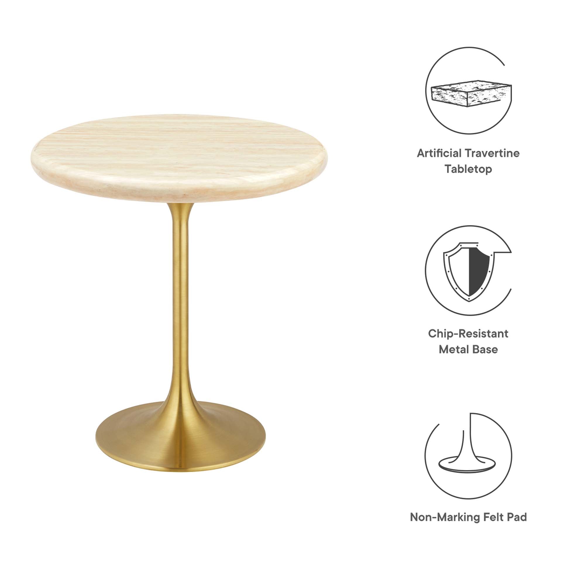 Lippa 20" Round Artificial Travertine  Side Table