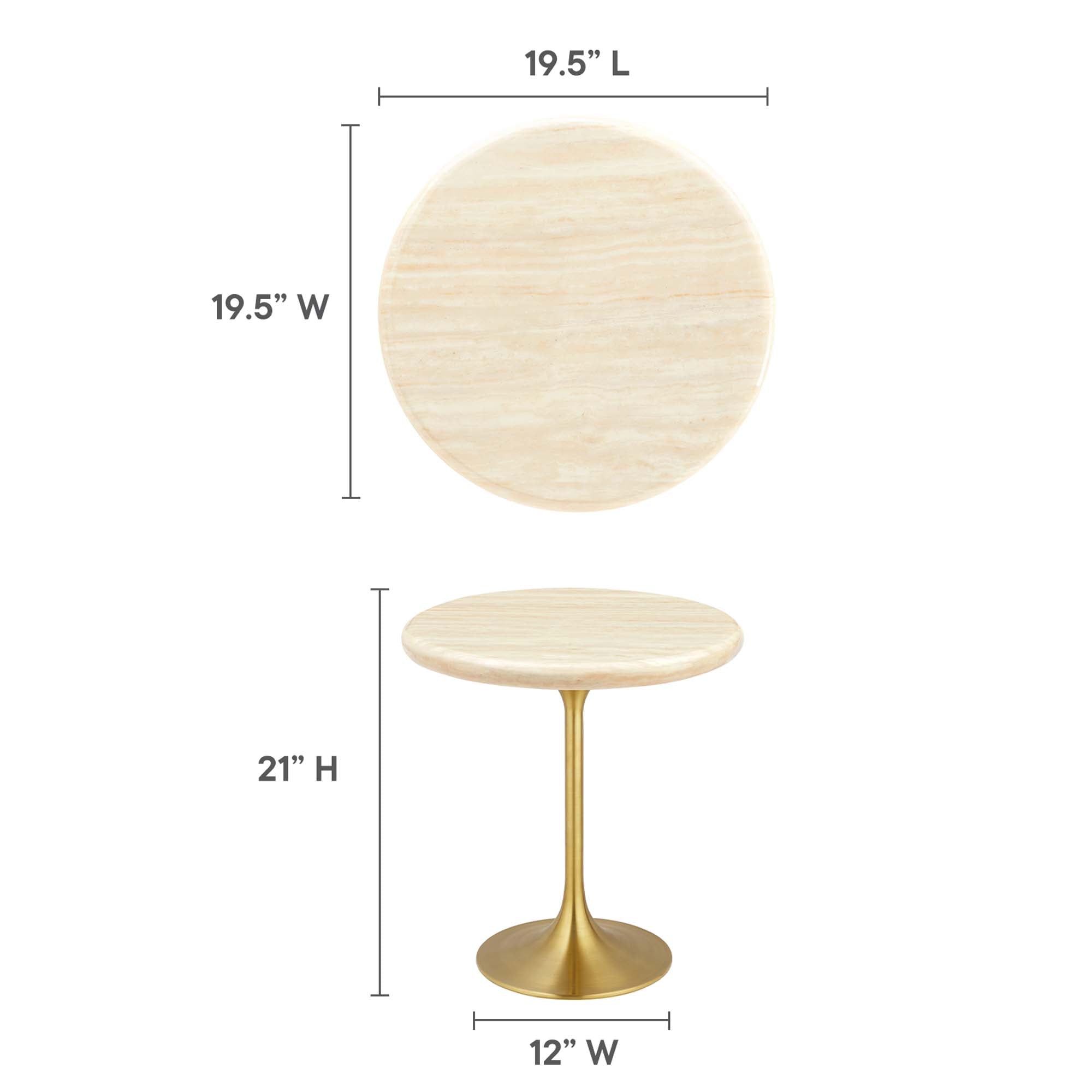 Lippa 20" Round Artificial Travertine  Side Table