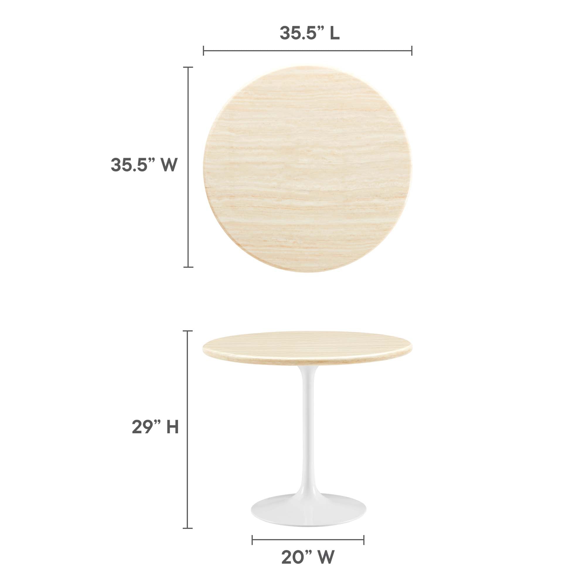 Lippa 36” Round Artificial Travertine  Dining Table