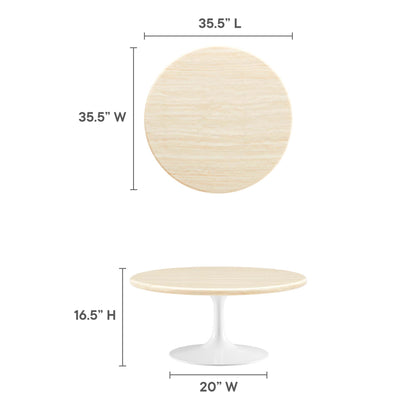 Lippa 36” Round Artificial Travertine  Coffee Table