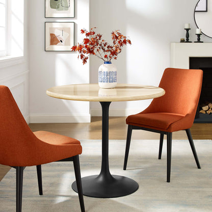 Lippa 36” Round Artificial Travertine  Dining Table