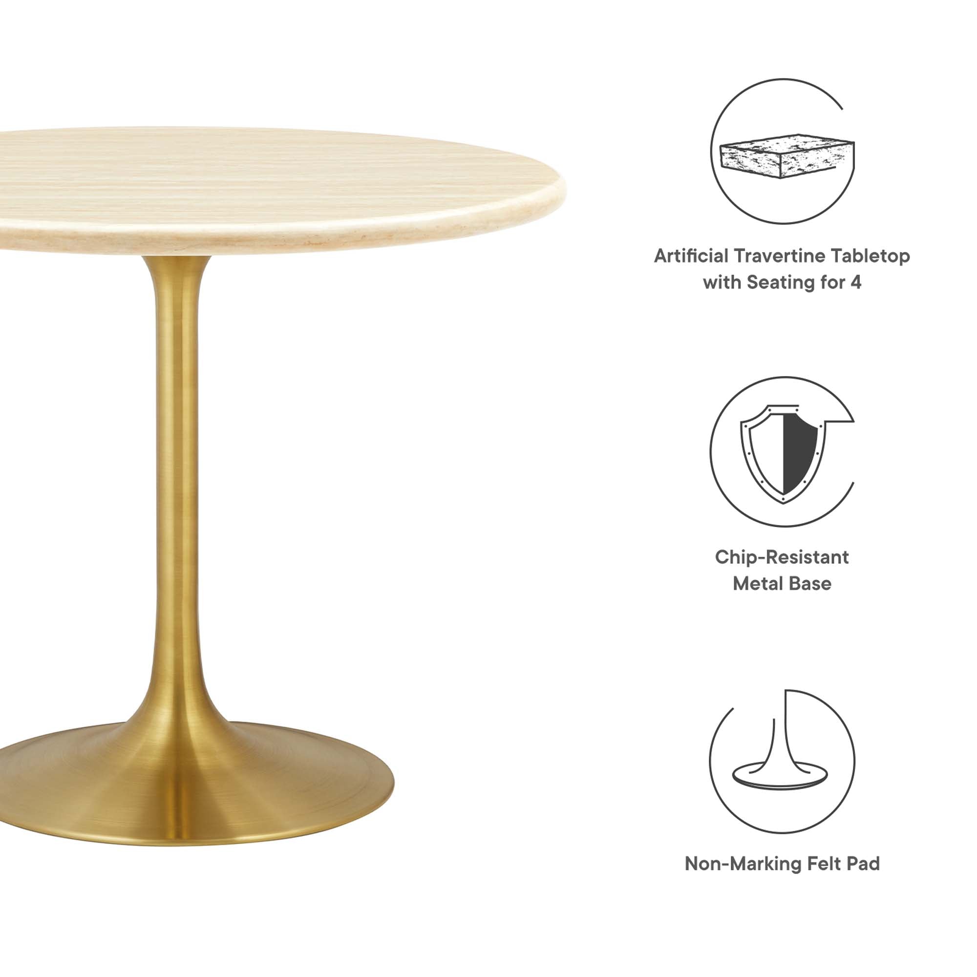 Lippa 36” Round Artificial Travertine  Dining Table