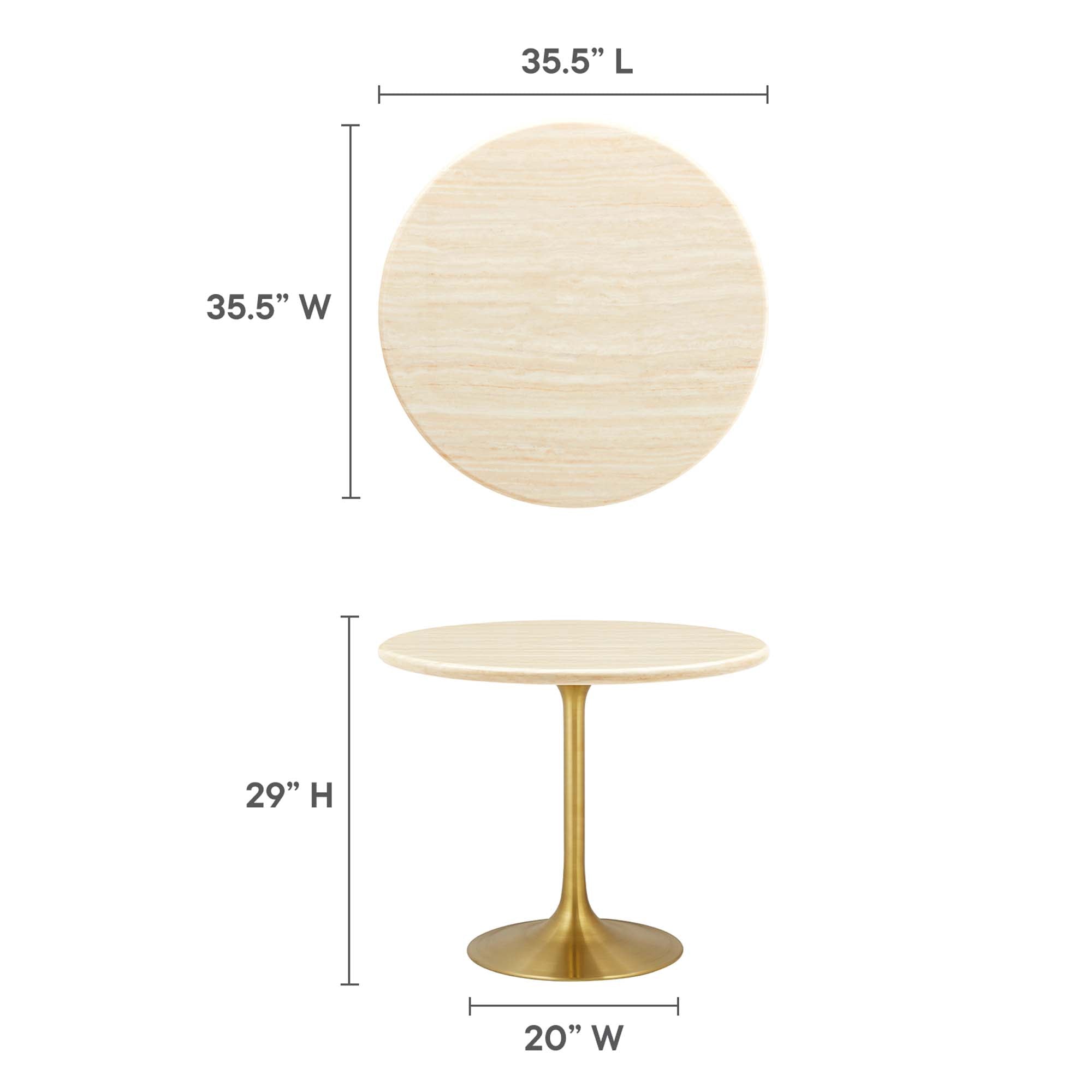 Lippa 36” Round Artificial Travertine  Dining Table