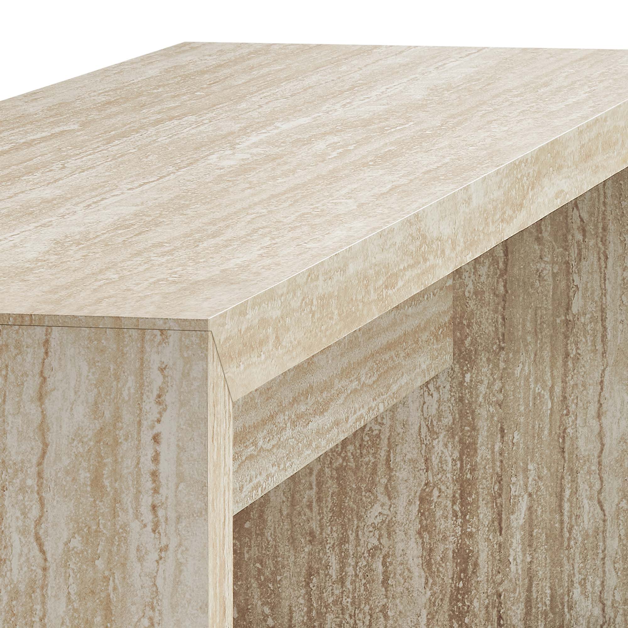 Mirella 62" Faux Travertine Long Bench