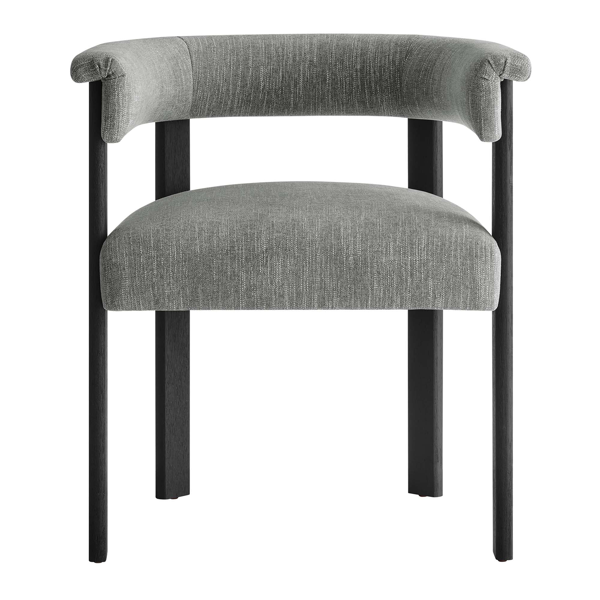 Imogen Woven Heathered Fabric Upholstered Barrel Dining Chairs - Set of 2