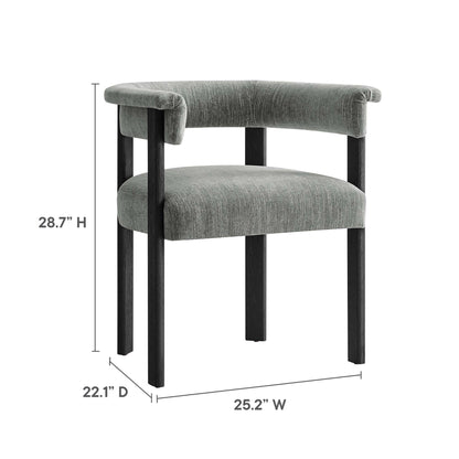 Imogen Woven Heathered Fabric Upholstered Barrel Dining Chairs - Set of 2