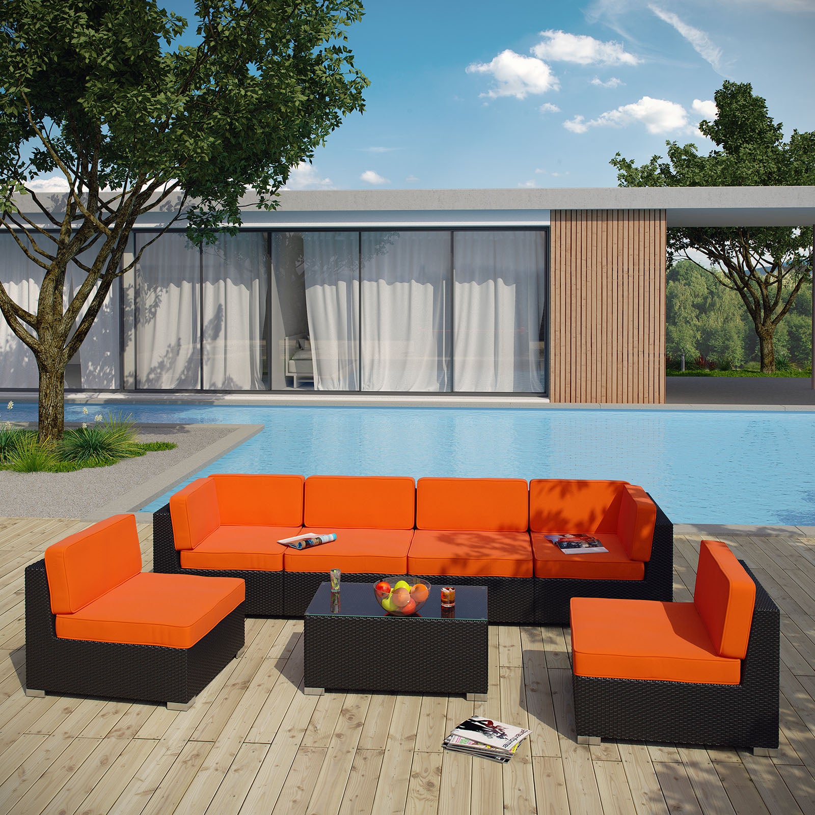 Aero 7 Piece Outdoor Patio Sectional Set