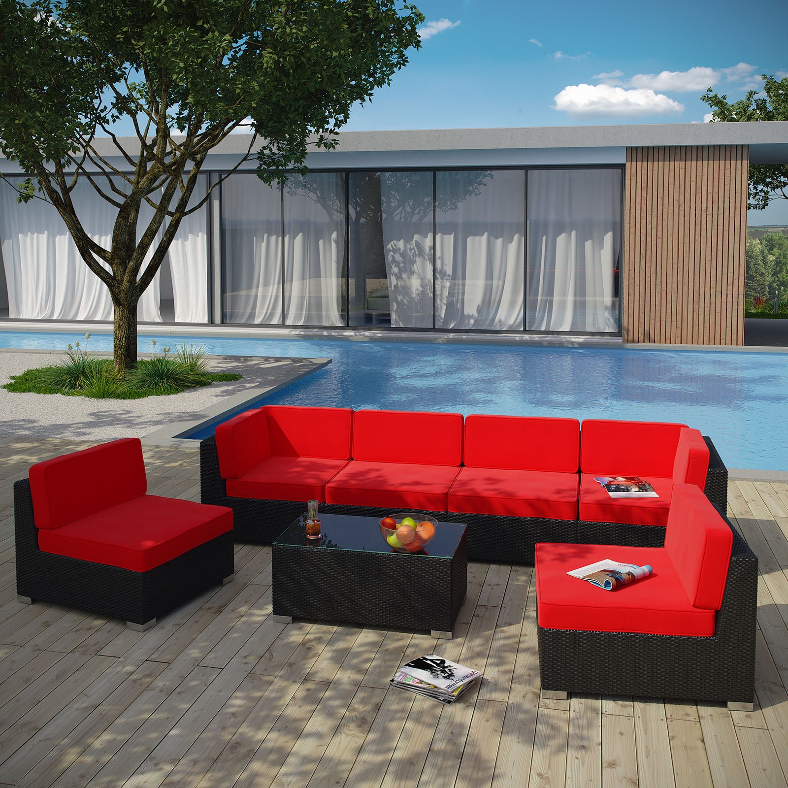 Aero 7 Piece Outdoor Patio Sectional Set