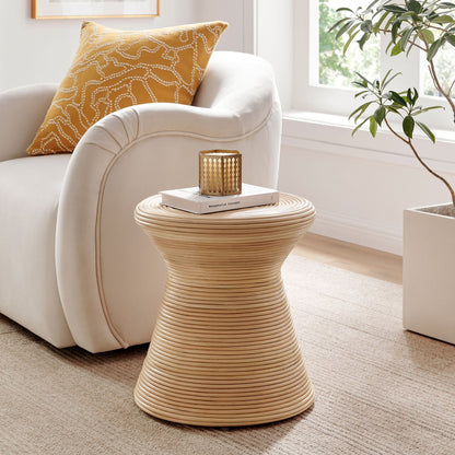 Tavi Hourglass Natural Rattan Round Side Table