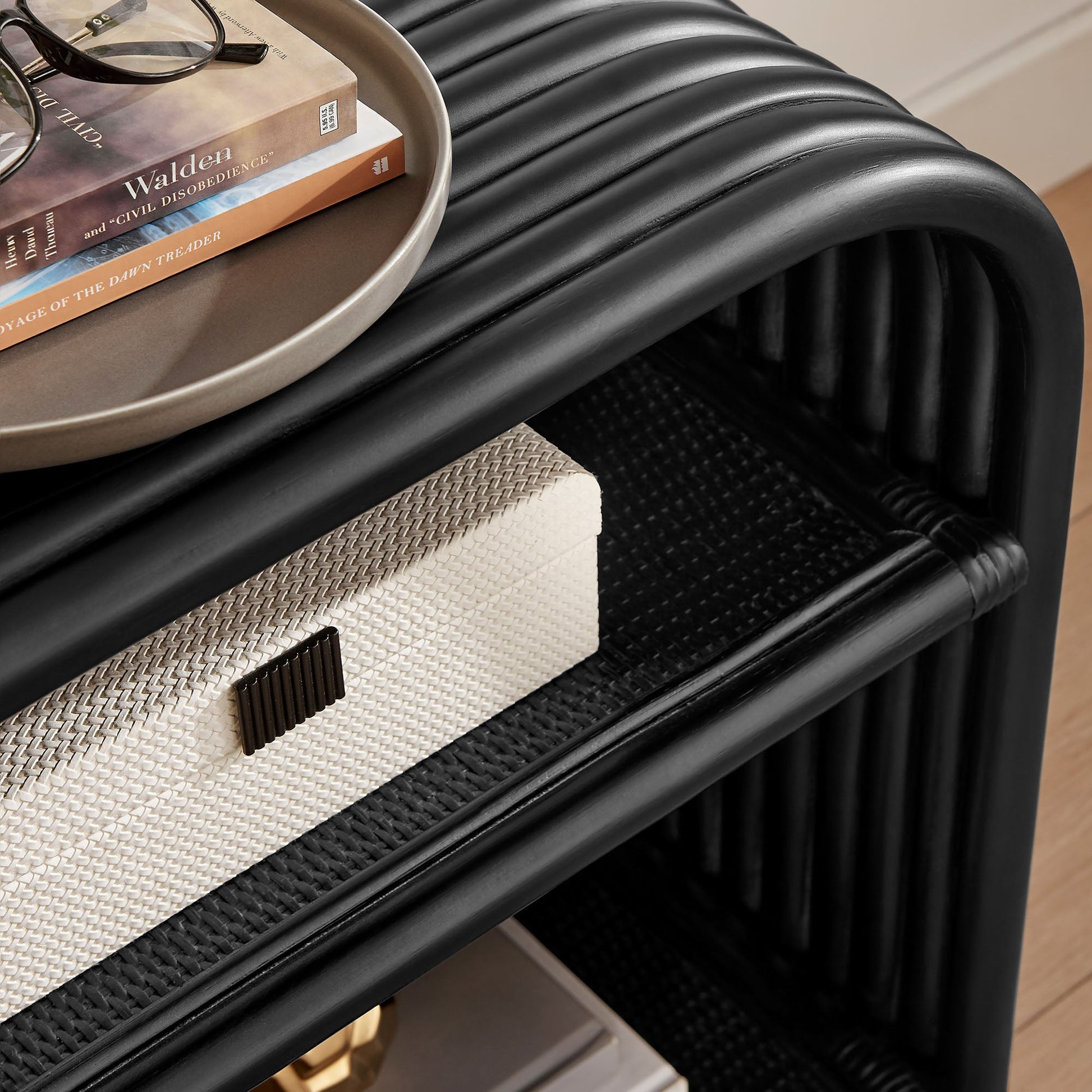 Eve Curved Natural Rattan Side Table