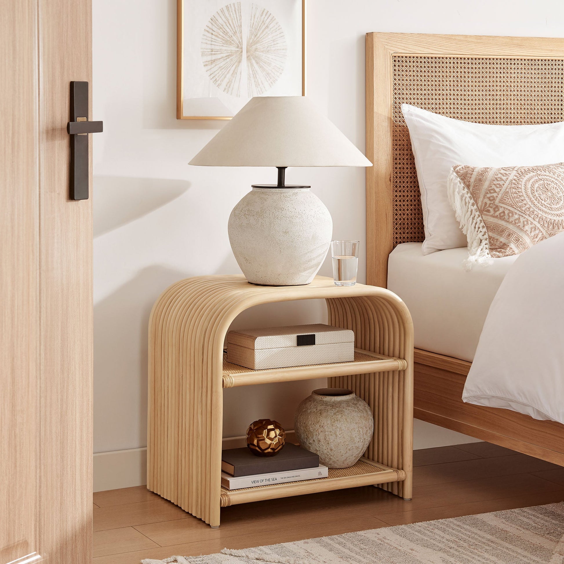 Eve Curved Natural Rattan Side Table