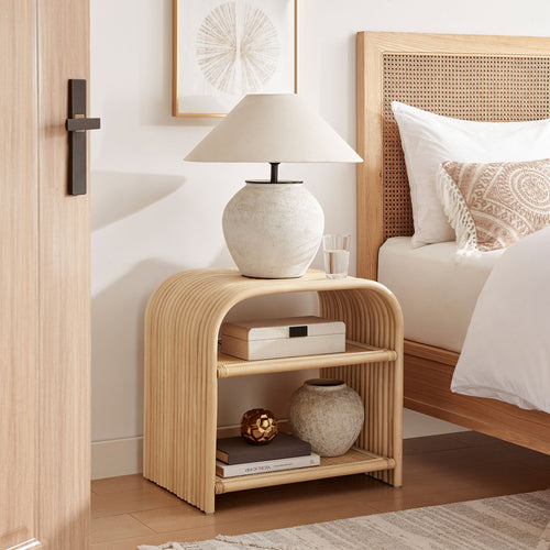 Eve Curved Natural Rattan Side Table