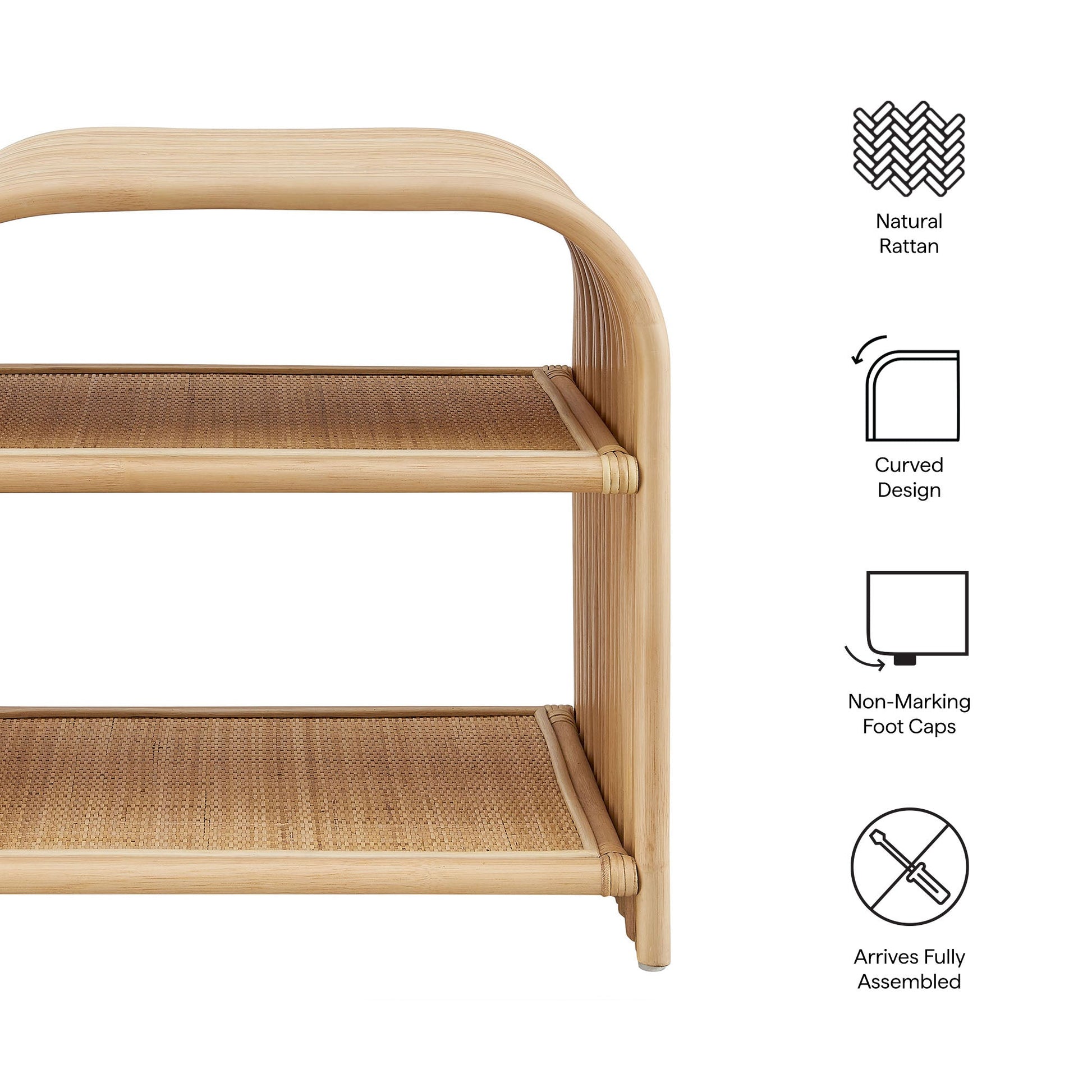 Eve Curved Natural Rattan Side Table