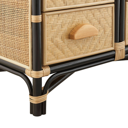 Jane 71 Inch Tall Arched Natural Rattan Bookshelf