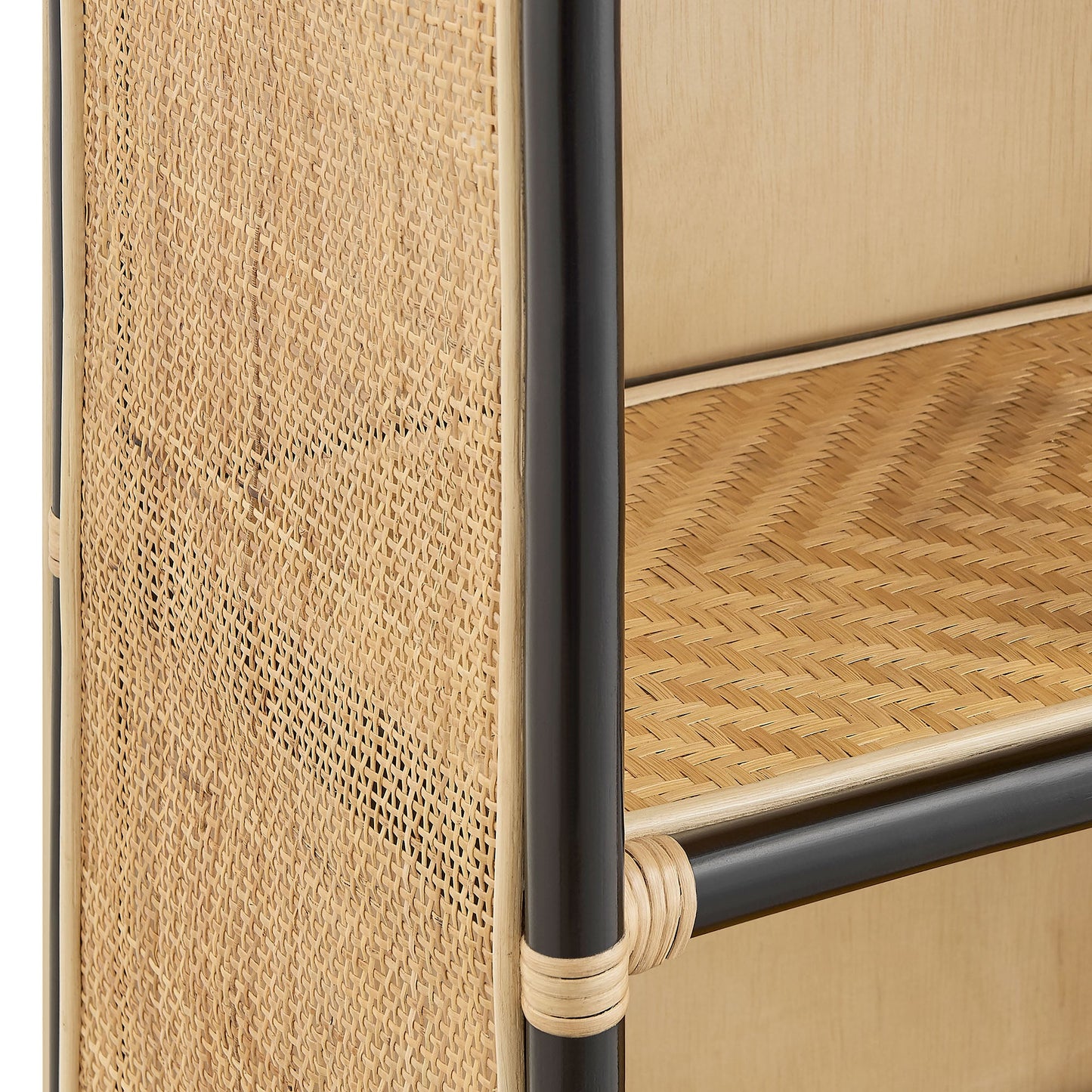 Jane 71 Inch Tall Arched Natural Rattan Bookshelf