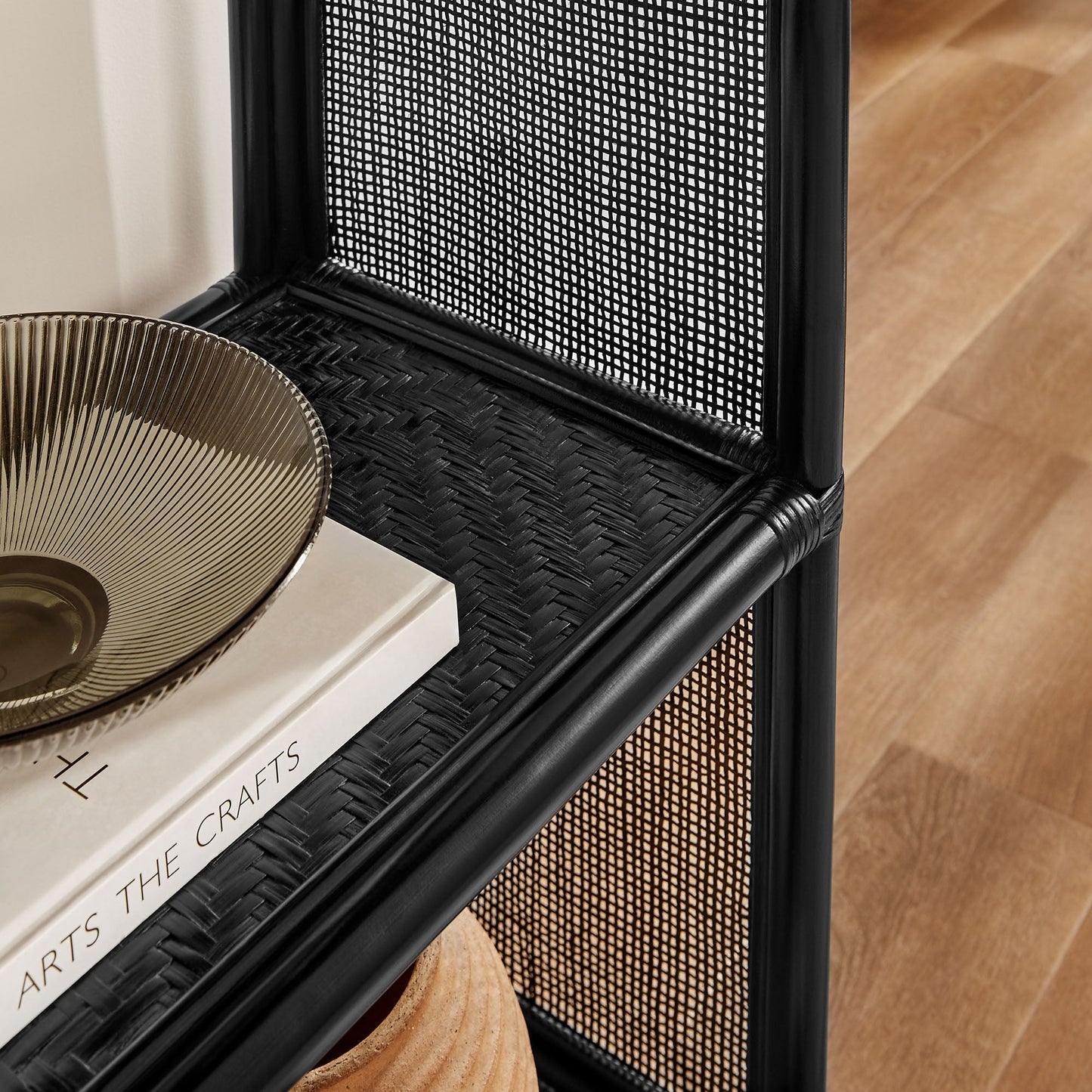 Celeste 67 Inch Tall Arched Natural Rattan Bookshelf