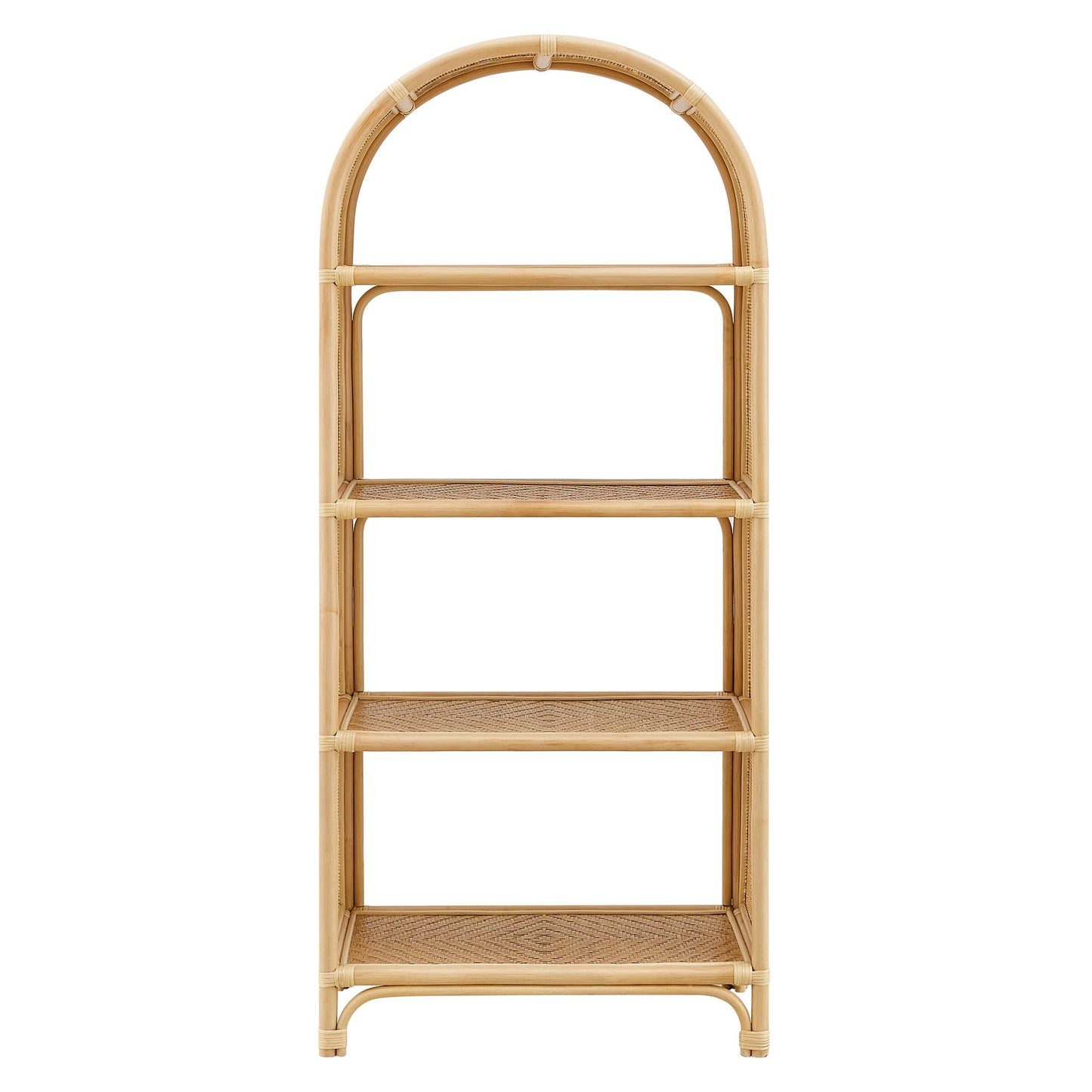 Celeste 67 Inch Tall Arched Natural Rattan Bookshelf