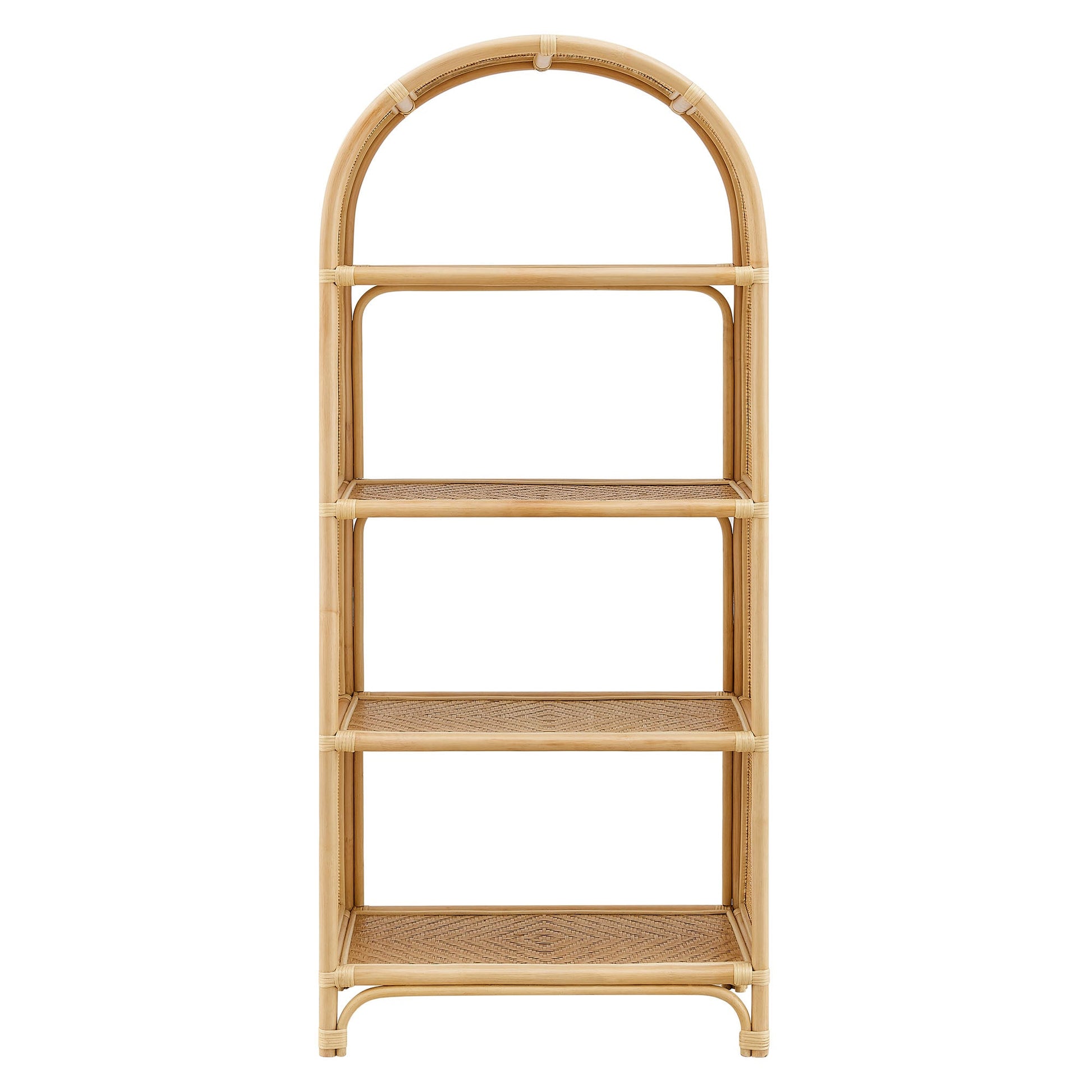 Celeste 67 Inch Tall Arched Natural Rattan Bookshelf