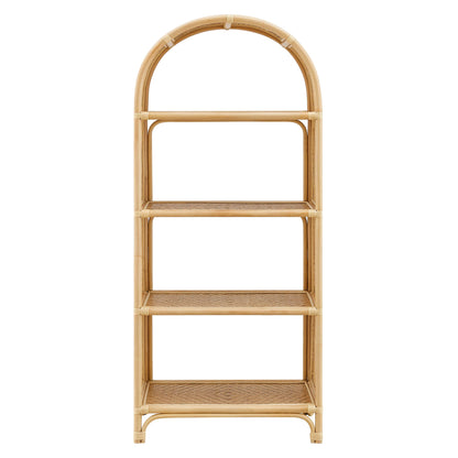 Celeste 67 Inch Tall Arched Natural Rattan Bookshelf